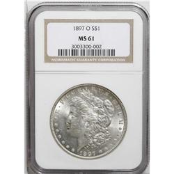 1897-O S$1 MS61 NGC. A lustrous silver-gray example wi 