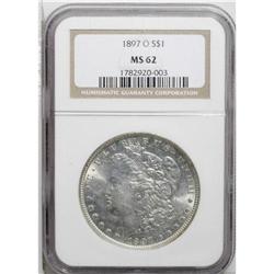 1897-O S$1 MS62 NGC. A small spot of dark red patina a 