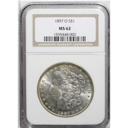 1897-O S$1 MS62 NGC. Highly lustrous with a superior s 