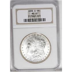 1898-O S$1 MS67 NGC. Brilliant and lustrous, with flas 