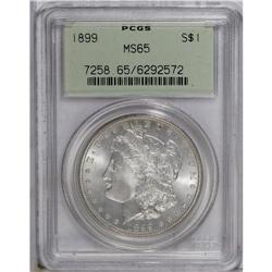 1899 S$1 MS65 PCGS. A sharply struck Gem with only a h 