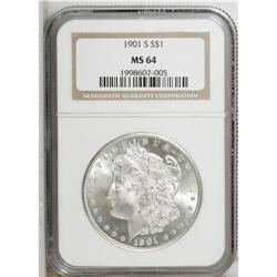 1901-S S$1 MS64 NGC. A frosty near-Gem, typically stru 