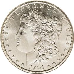 1901-S S$1 MS65 NGC. Delicate chestnut-gold visits thi 