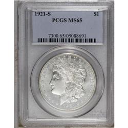 1921-S S$1 MS65 PCGS. A surprisingly well-defined exam 
