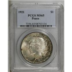 1921 S$1 MS65 PCGS. Dappled olive-gray and burnt-orang 
