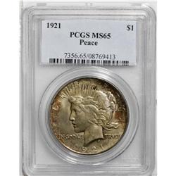 1921 S$1 MS65 PCGS. A typically struck high-relief exa 