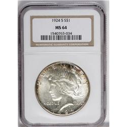 1924-S S$1 MS64 NGC. Rich russet and gold toning domin 
