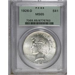 1926-D S$1 MS65 PCGS. Ice-blue and olive hues endow th 
