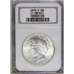 1926-D S$1 MS65 NGC. A solidly struck example, virtual 