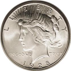 1928 S$1 MS65 PCGS. This splendid Gem has a delicate o 