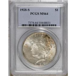 1928-S S$1 MS64 PCGS. Fiery orange and red toning cove 