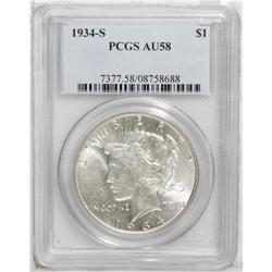 1934-S S$1 AU58 PCGS. Well struck and subtly lustrous 