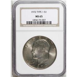 1972 $1 Type One MS65 NGC. Thin gold-orange patina cov 