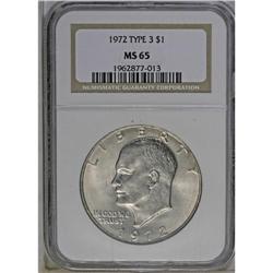 1972 $1 Type Three MS65 NGC. A highly lustrous Gem tha 