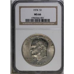 1974 $1 MS66 NGC. A highly lustrous example, nicely st 