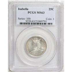 1893 25C Isabella Quarter MS63 PCGS. A highly lustrous 