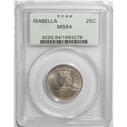 1893 25C Isabella Quarter MS64 PCGS. A delightful near 