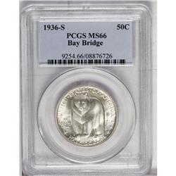1936-S 50C Bay Bridge MS66 PCGS, a champagne-toned pie 