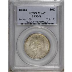 1936-S 50C Boone MS67 PCGS. Traces of auburn periphera 