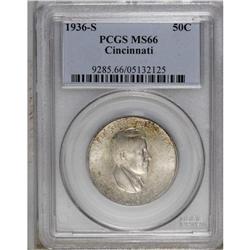 1936-S 50C Cincinnati MS66 PCGS. A nicely struck silve 