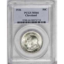 1936 50C Cleveland MS66 PCGS, mostly untoned with hint 
