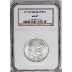 1892 50C Columbian MS66 NGC. A lustrous and nicely str 