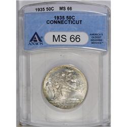 1935 50C Connecticut MS66 ANACS. Lemon-yellow patina r 