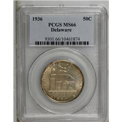 1936 50C Delaware MS66 PCGS. Sharply struck with lovel 