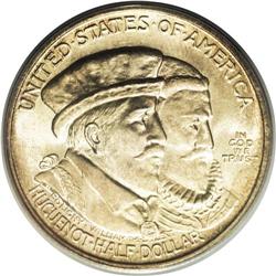 1924 50C Huguenot MS67 PCGS. The medium golden-brown t 