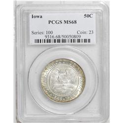 1946 50C Iowa MS68 PCGS. This Superb Gem Iowa commemor 