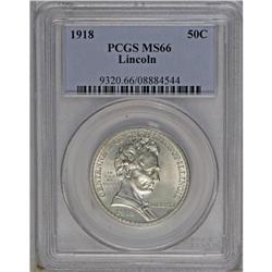 1918 50C Lincoln MS66 PCGS. An exceptionally lustrous 