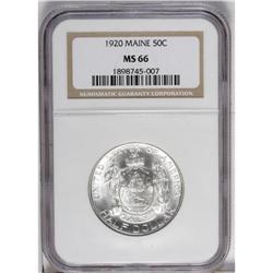 1920 50C Maine MS66 NGC. Traces of ice-blue toning are 