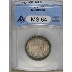 1921 50C Missouri MS64 ANACS. Delightful rose, violet, 