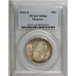 1923-S 50C Monroe MS64 PCGS. A lustrous piece with att 