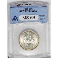 1938 50C New Rochelle MS66 ANACS. Even golden patina c 