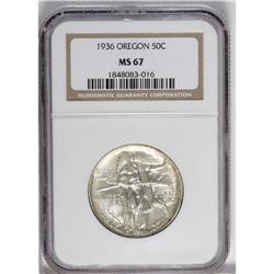 1936 50C Oregon MS67 NGC. The lustrous, generally bril 