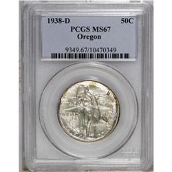 1938-D 50C Oregon MS67 PCGS. A lovely Superb Gem, larg 