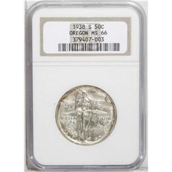 1938-S 50C Oregon MS66 NGC. Intermittent brick-red and 