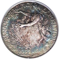1915-S 50C Panama-Pacific MS64 PCGS. Deep blue-green, 