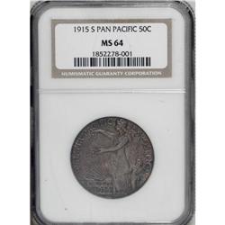 1915-S 50C Panama-Pacific MS64 NGC. The deep plum-rose 