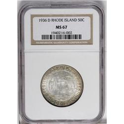 1936-D 50C Rhode Island MS67 NGC. The warm gold-orange 