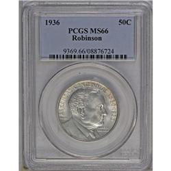 1936 50C Robinson MS66 PCGS. Isolated areas of lavende 