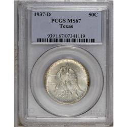 1937-D 50C Texas MS67 PCGS. A sharply struck and highl 