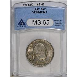 1927 50C Vermont MS65 ANACS. A nicely struck Gem with 