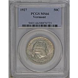 1927 50C Vermont MS66 PCGS. Subtle rose-gold and gray 