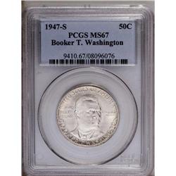 1947-S 50C Booker T. Washington MS67 PCGS. David Bower 