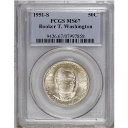 1951-S 50C Booker T. Washington MS67 PCGS. Nicely stru 