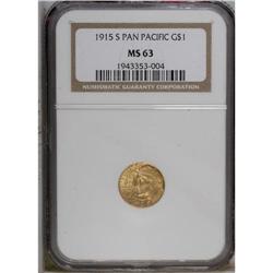 1915-S G$1 Panama-Pacific Gold Dollar MS63 NGC. A love 