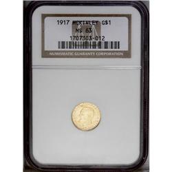 1917 G$1 McKinley MS63 NGC. The 1916 and 1917 McKinley 