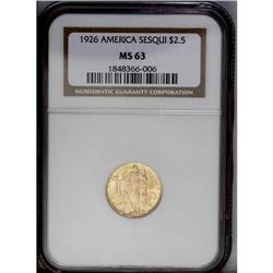 1926 $2 1/2 Sesquicentennial MS63 NGC. A shining yello 